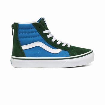 Detske Kotnikove Tenisky Vans 2-Tone Sk8-Hi Zip (8-14+ years) Modre/Zelene VA76XOYNB